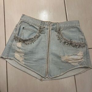 Carmar Denim Skirt with Beads